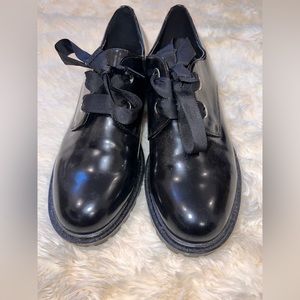 Aldo, Black Patent Lace Up Monolith Loafers, Size 7